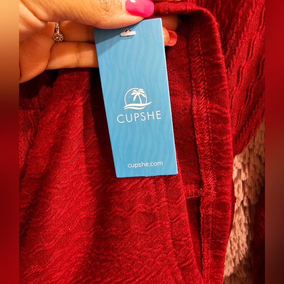 CUPSHE Women's Knit Red Wine Dress - Picture 13 of 16